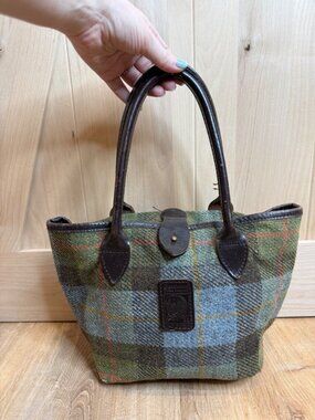 Glenalmond Tweed Company Tote made with Harris Tweed Wool Leather Handles